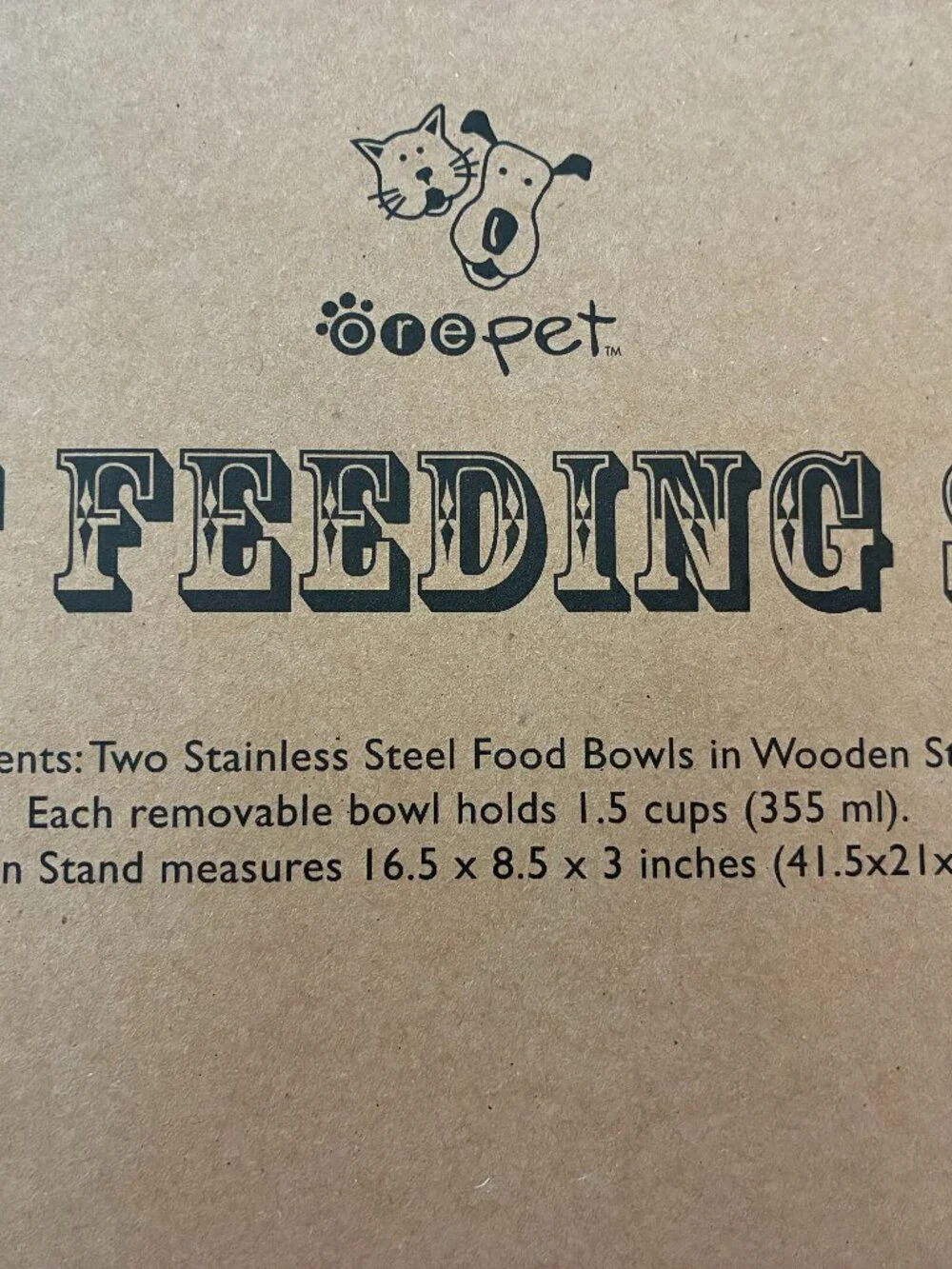 Food bowls in wooden bone-shaped stand. NWT